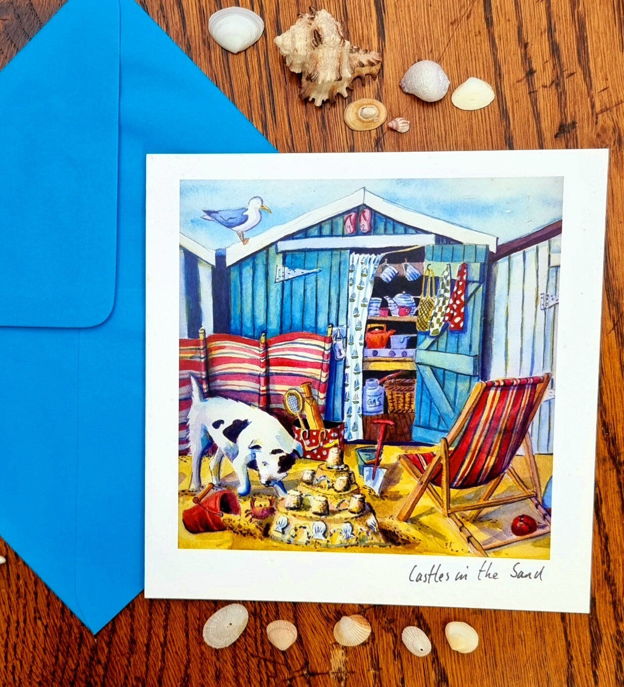 Greetings Card, Open Birthday, Beach Hut Seaside Lover, Sandy Castles