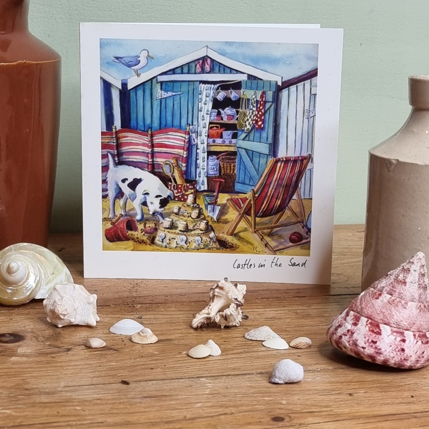 Greetings Card, Open Birthday, Beach Hut Seaside Lover, Sandy Castles