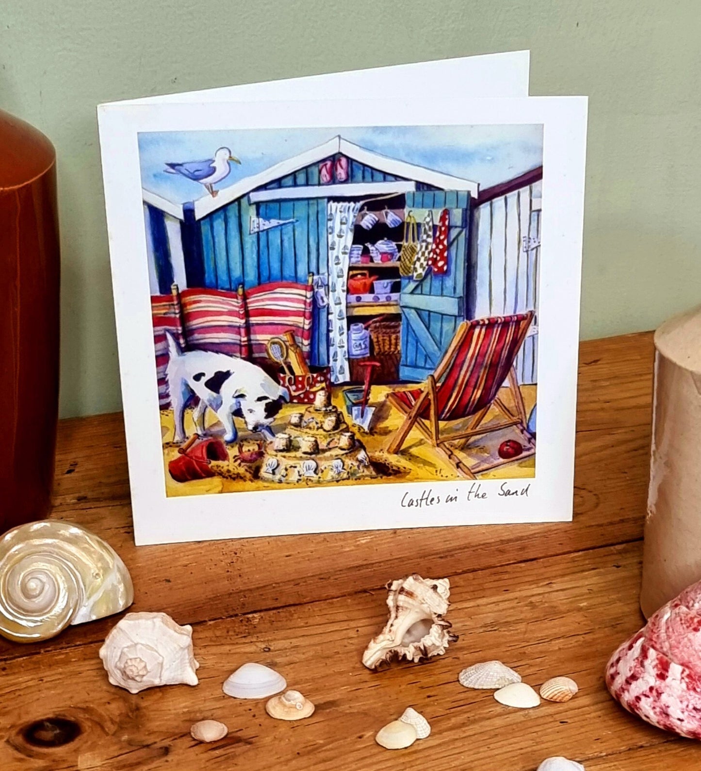 Greetings Card, Open Birthday, Beach Hut Seaside Lover, Sandy Castles